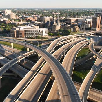 Aerial view of the Marquette Interchange