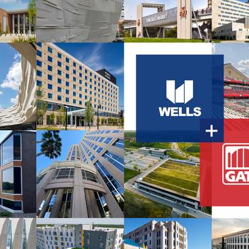 collage of Wells and GATE Precast projects with logos