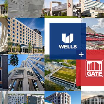 collage of Wells and GATE Precast projects with logos