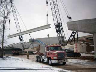 bridge girders being installed