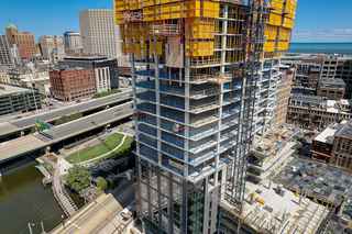 aerial view of 333 north water street under construction