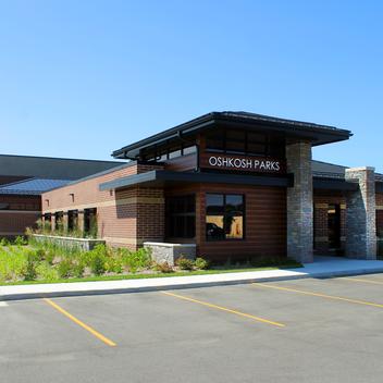 front entrance of Oshkosh Parks Department building