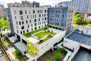 aerial view of stephens commons and rooftop terrace